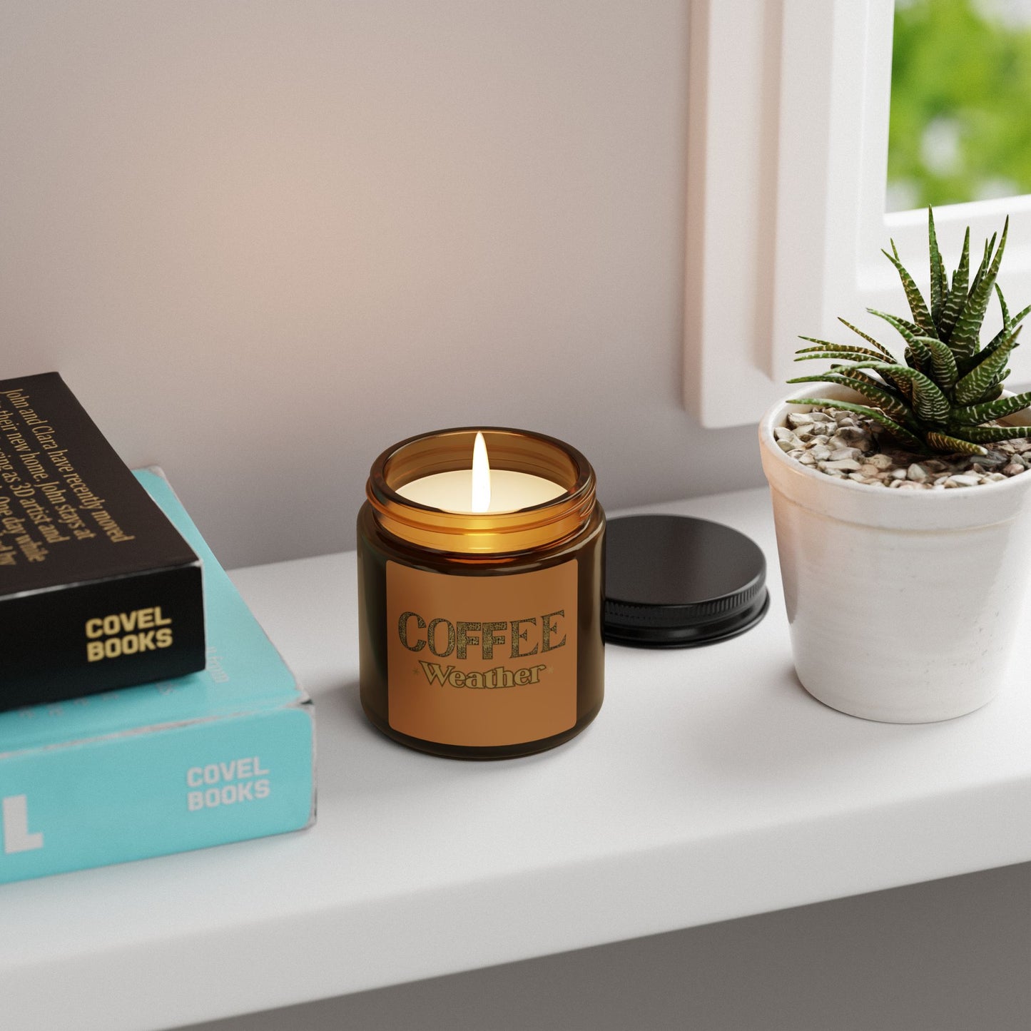 Coffee Weather Soy Candle — Amber Jar Scented Candle (Multiple Sizes)