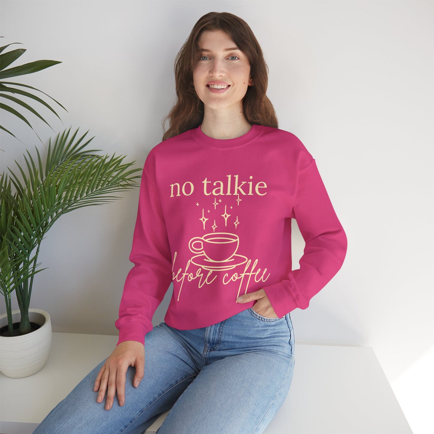 No Talkie Before Coffee Sweatshirt – Funny Coffee Lover Crewneck