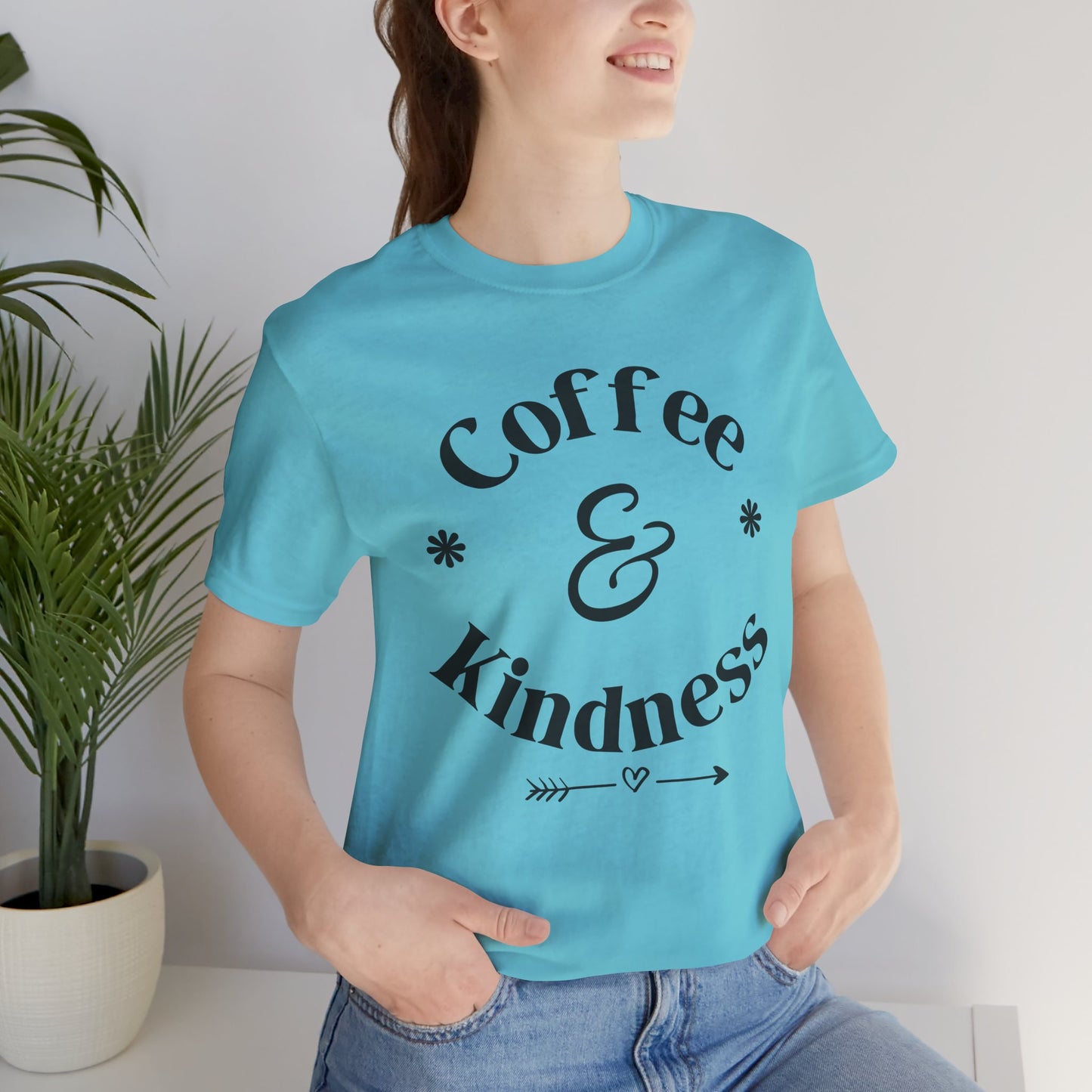 Coffee & Kindness T‑Shirt — Positive Quote Tee for Coffee Lovers