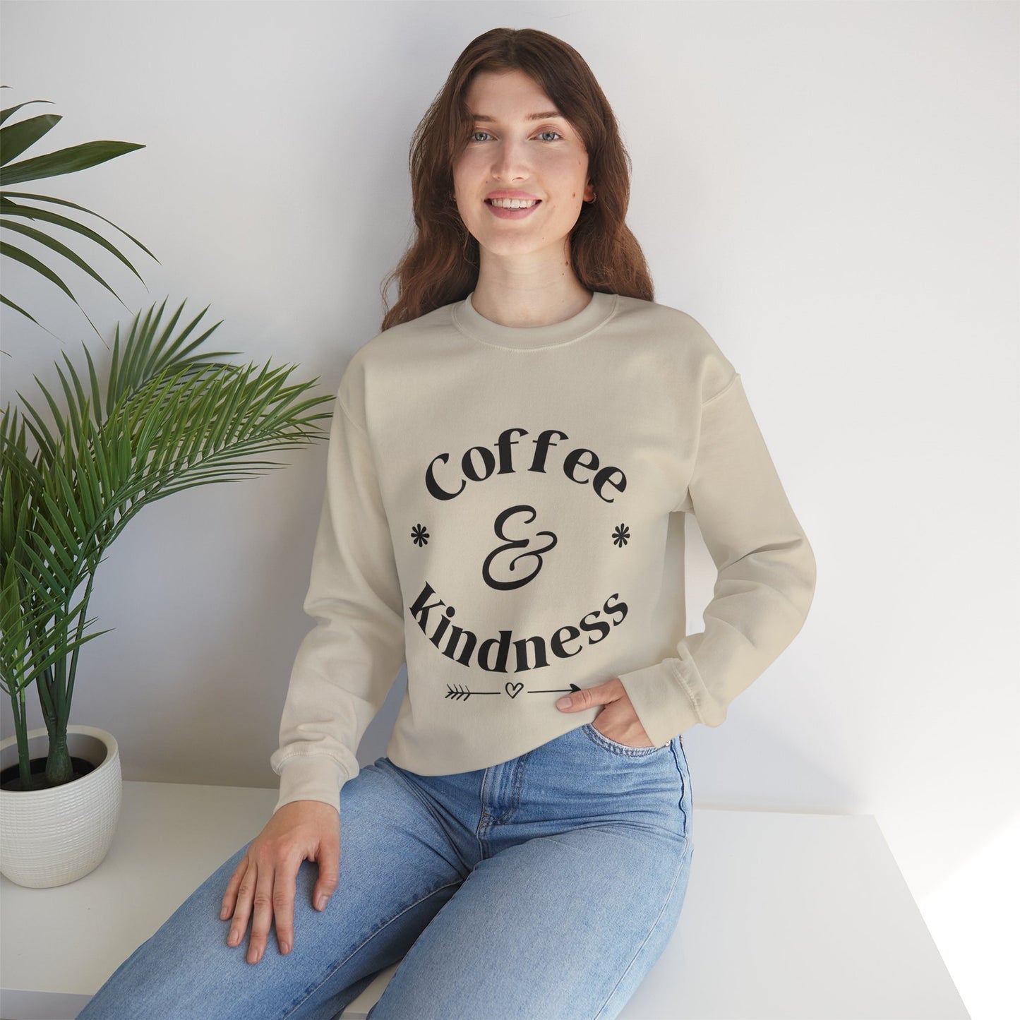 Coffee & Kindness Sweatshirt — Cozy Crewneck for Coffee Lovers