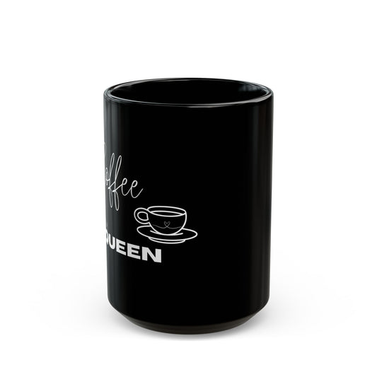 Coffee Queen Mug — Black Ceramic Coffee Cup (11oz or 15oz)