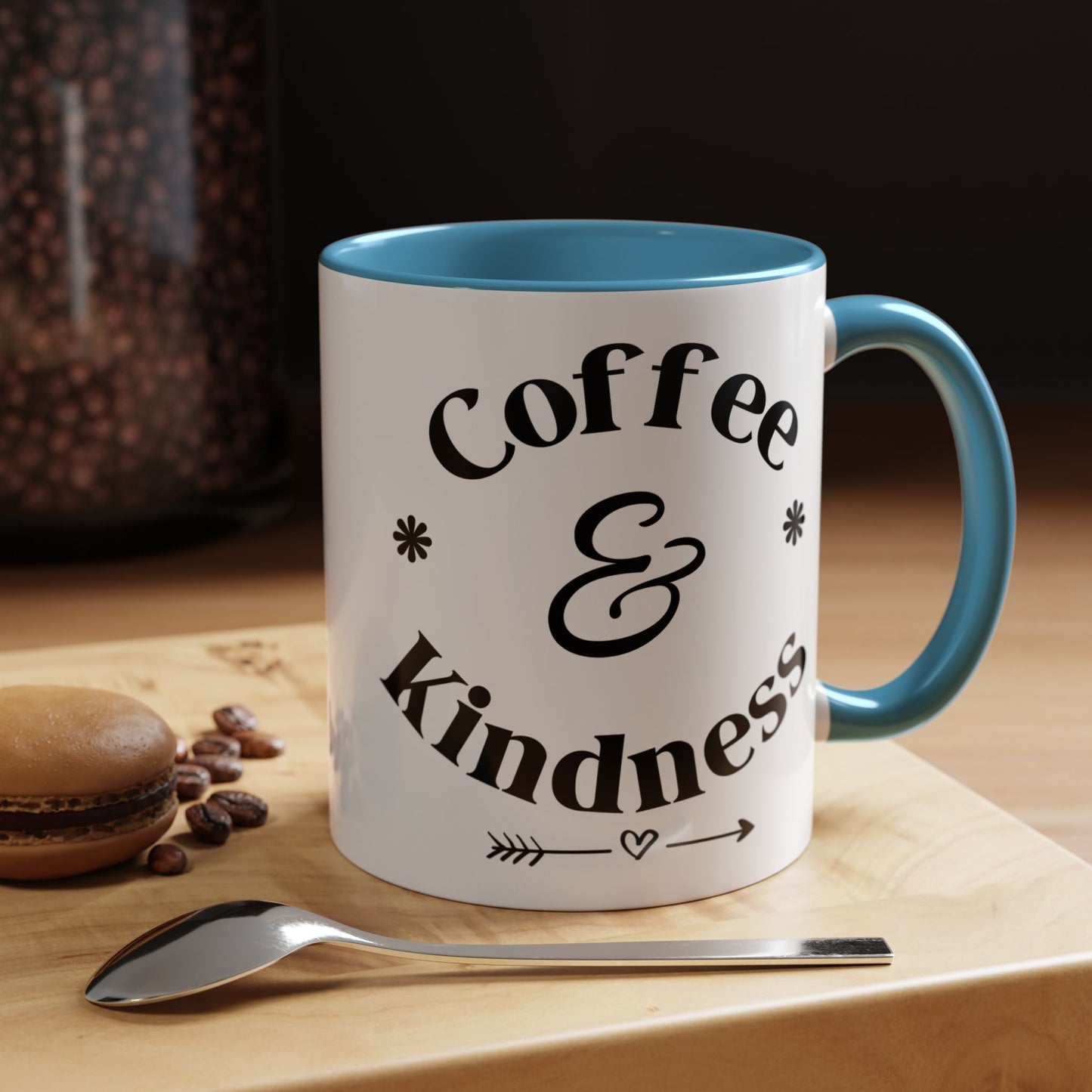 Pink Accent Coffee Mug — Funny Coffee Happiness Quote