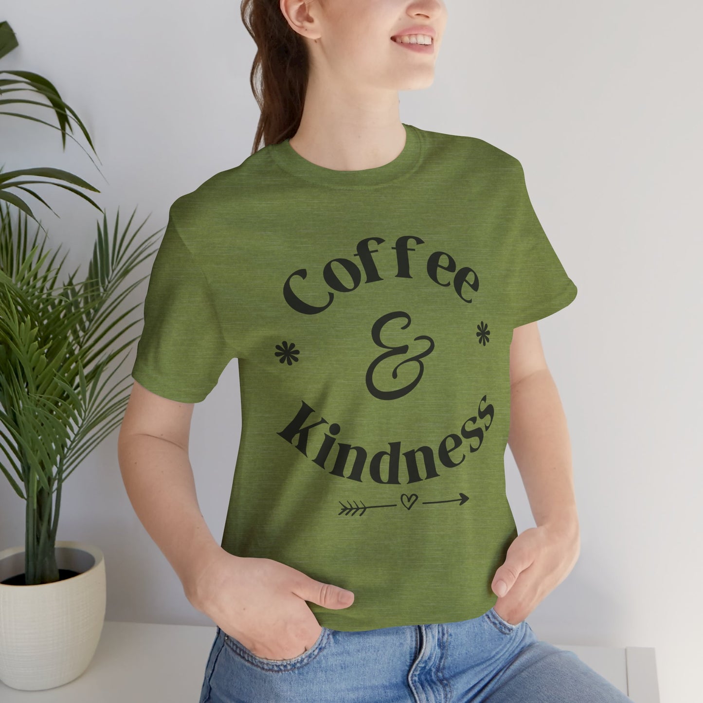 Coffee & Kindness T‑Shirt — Positive Quote Tee for Coffee Lovers