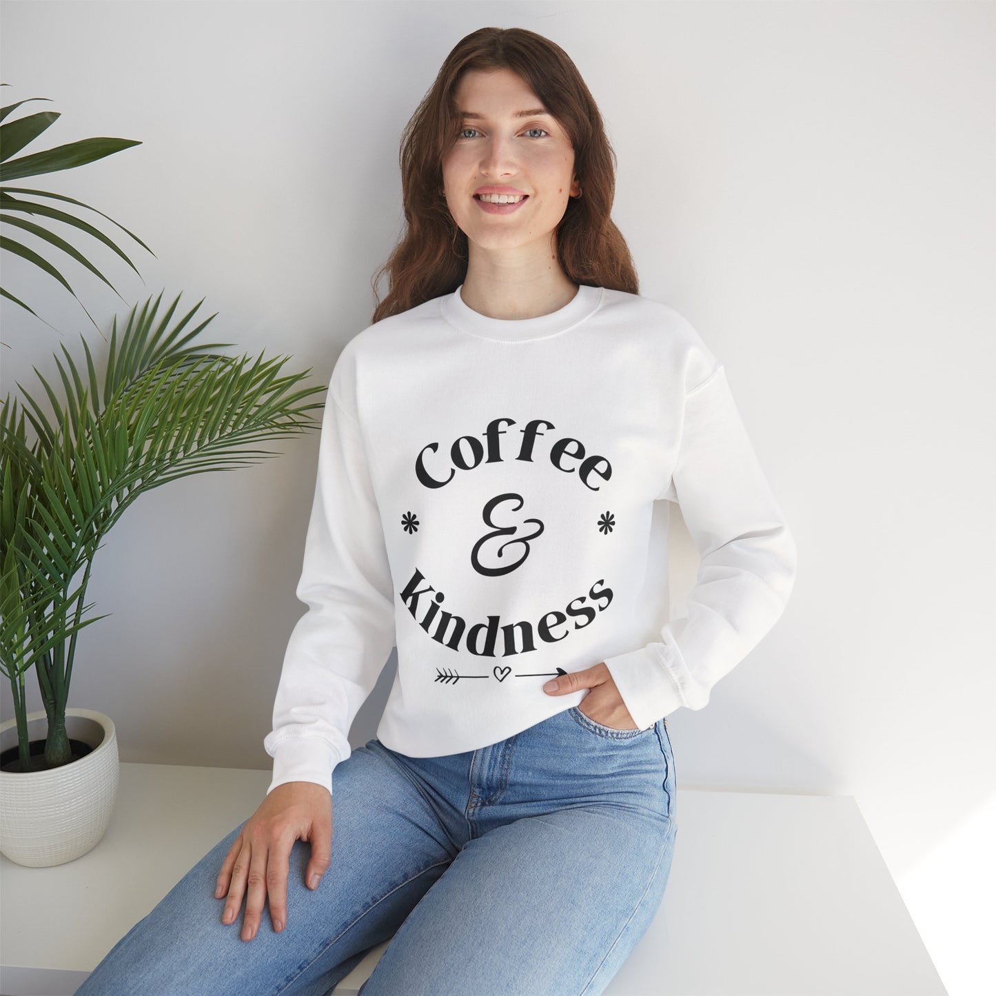 Coffee & Kindness Sweatshirt — Cozy Crewneck for Coffee Lovers