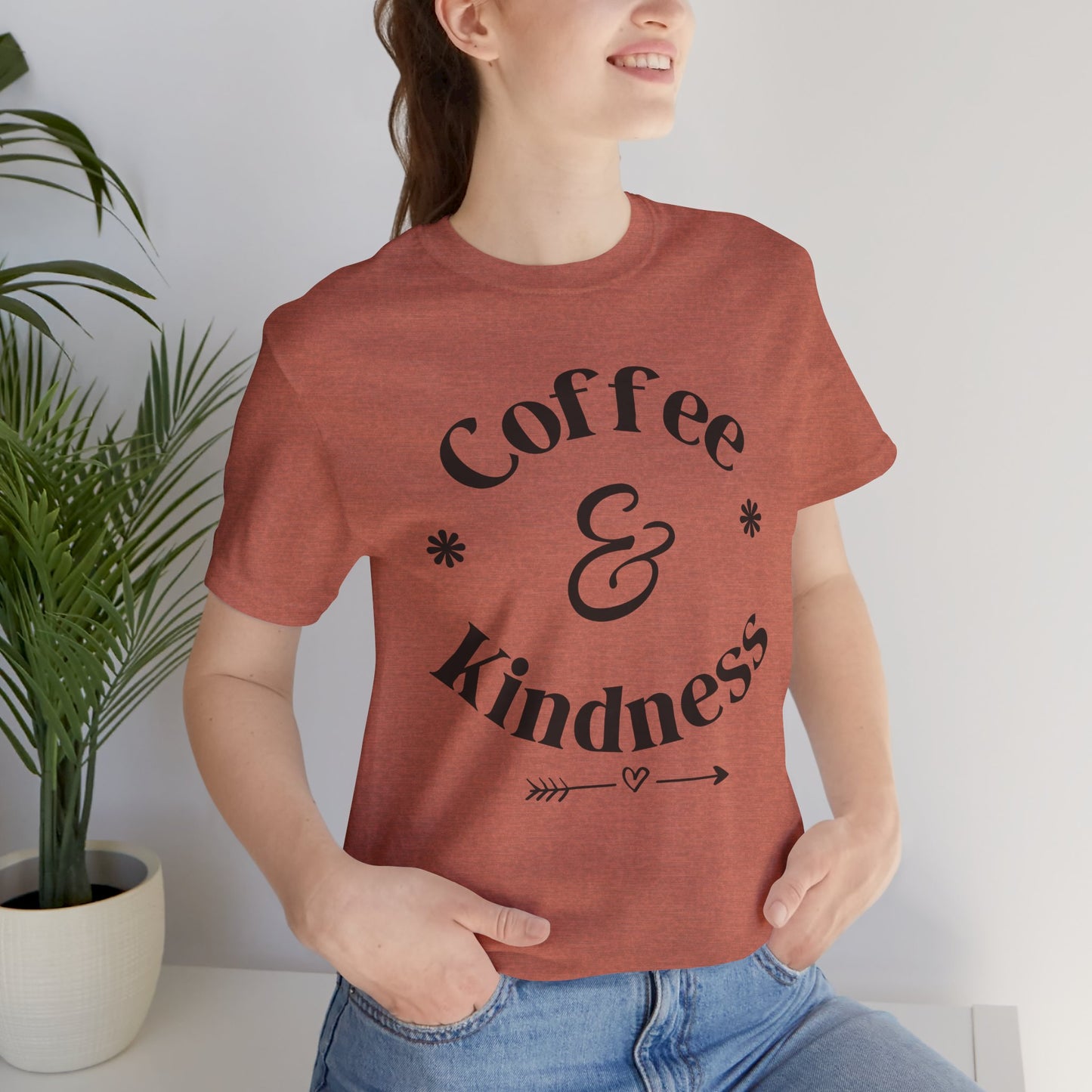 Coffee & Kindness T‑Shirt — Positive Quote Tee for Coffee Lovers