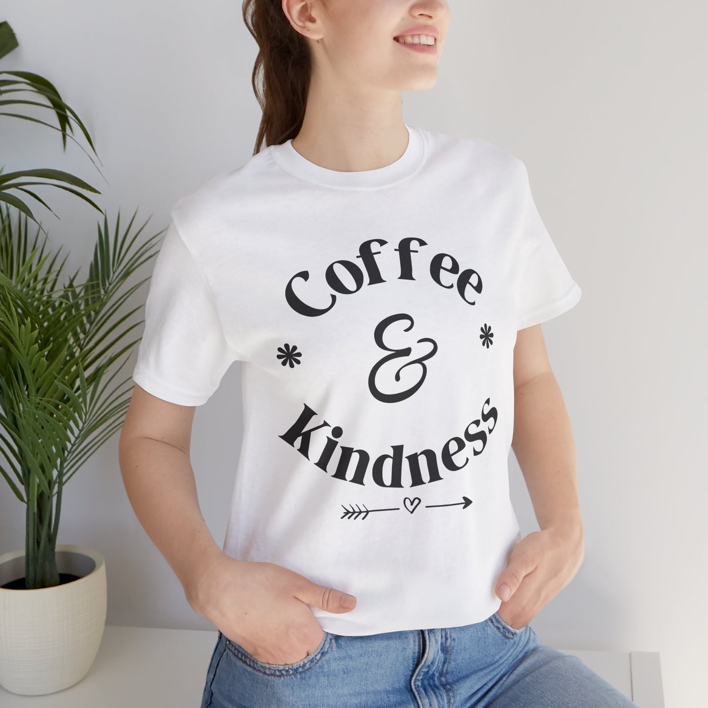 Coffee & Kindness T‑Shirt — Positive Quote Tee for Coffee Lovers