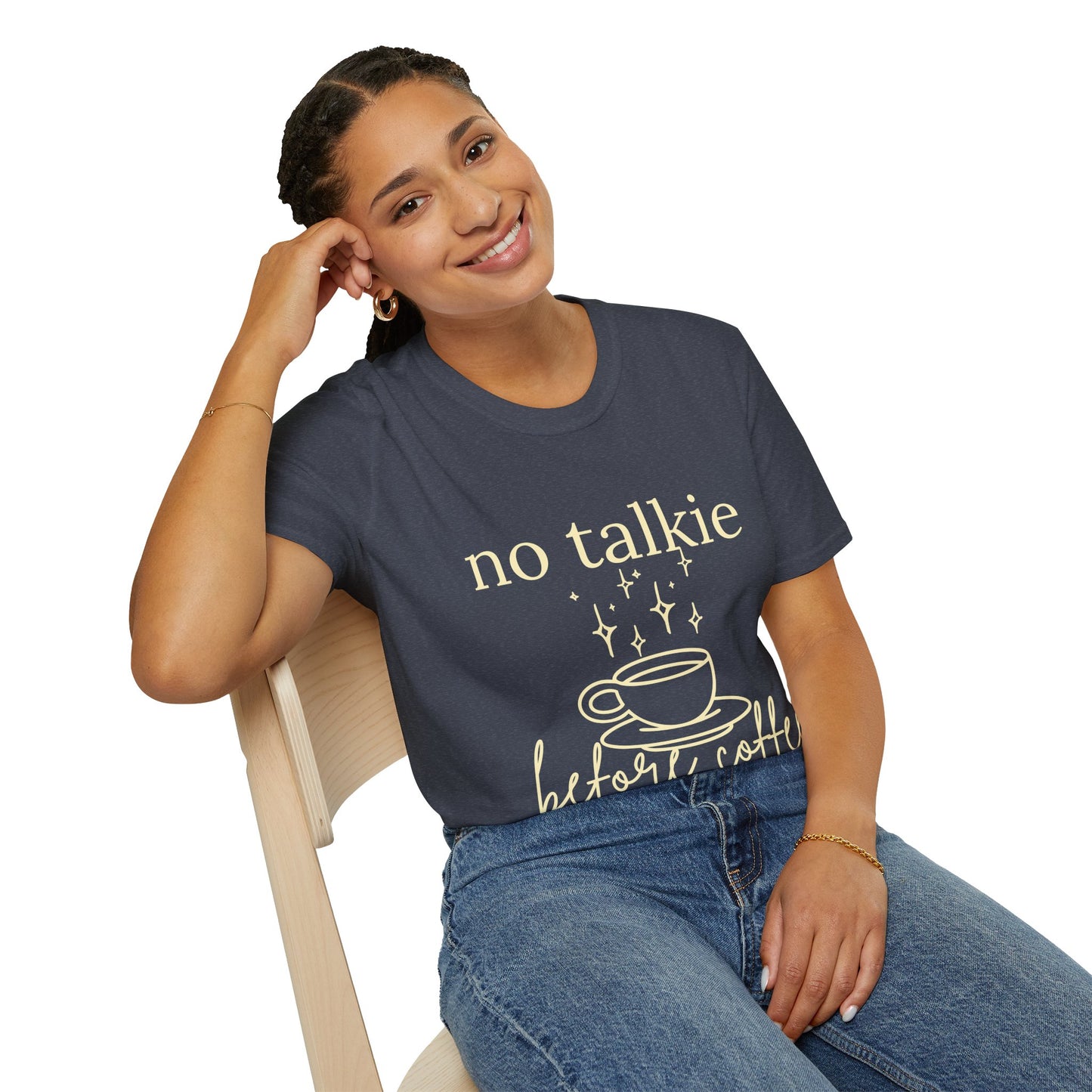 No Talkie Before Coffee T-Shirt — Funny Coffee Lover Tee