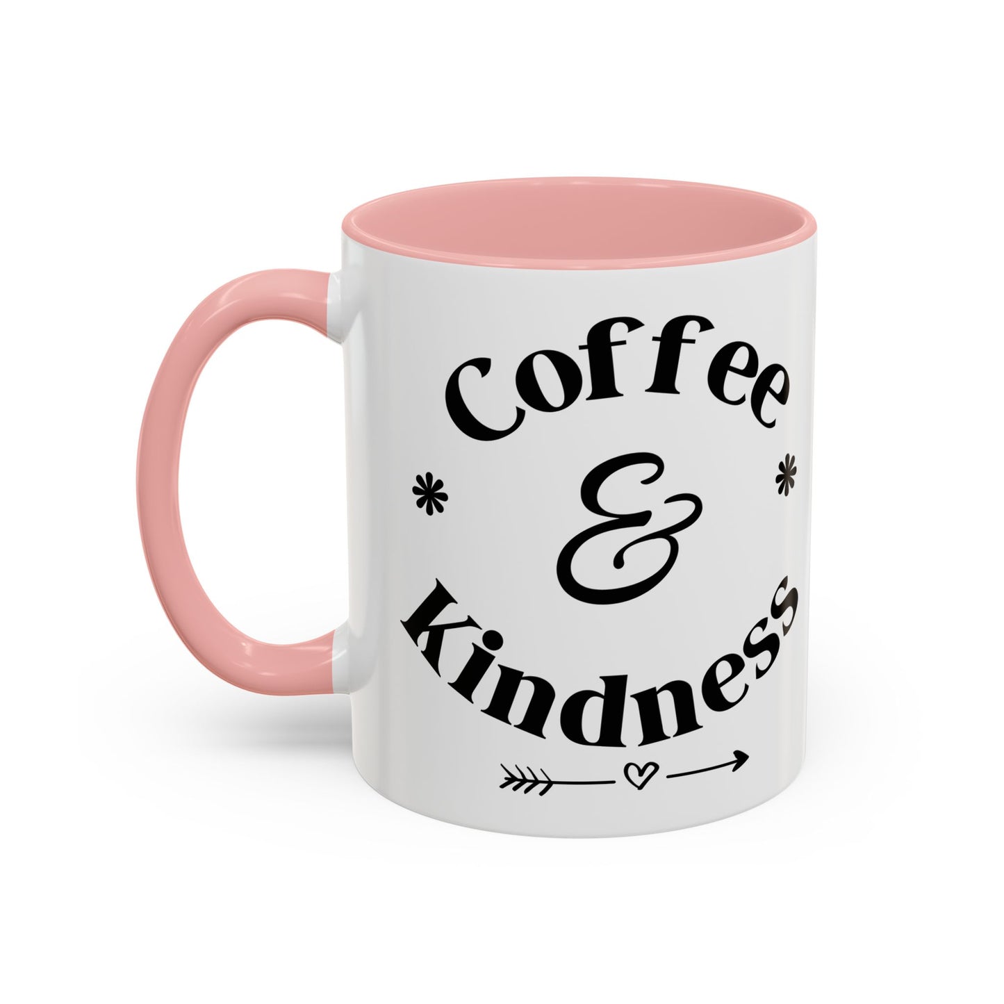 Pink Accent Coffee Mug — Funny Coffee Happiness Quote