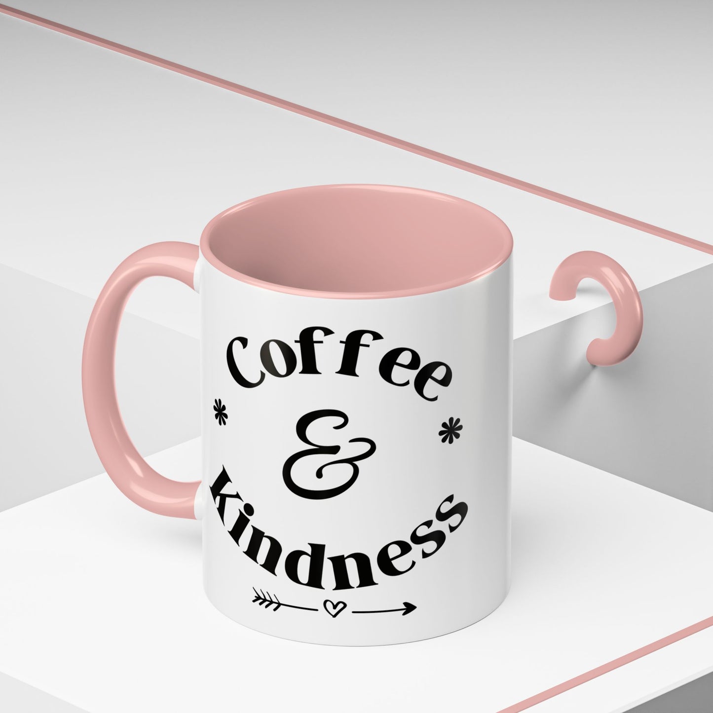 Pink Accent Coffee Mug — Funny Coffee Happiness Quote