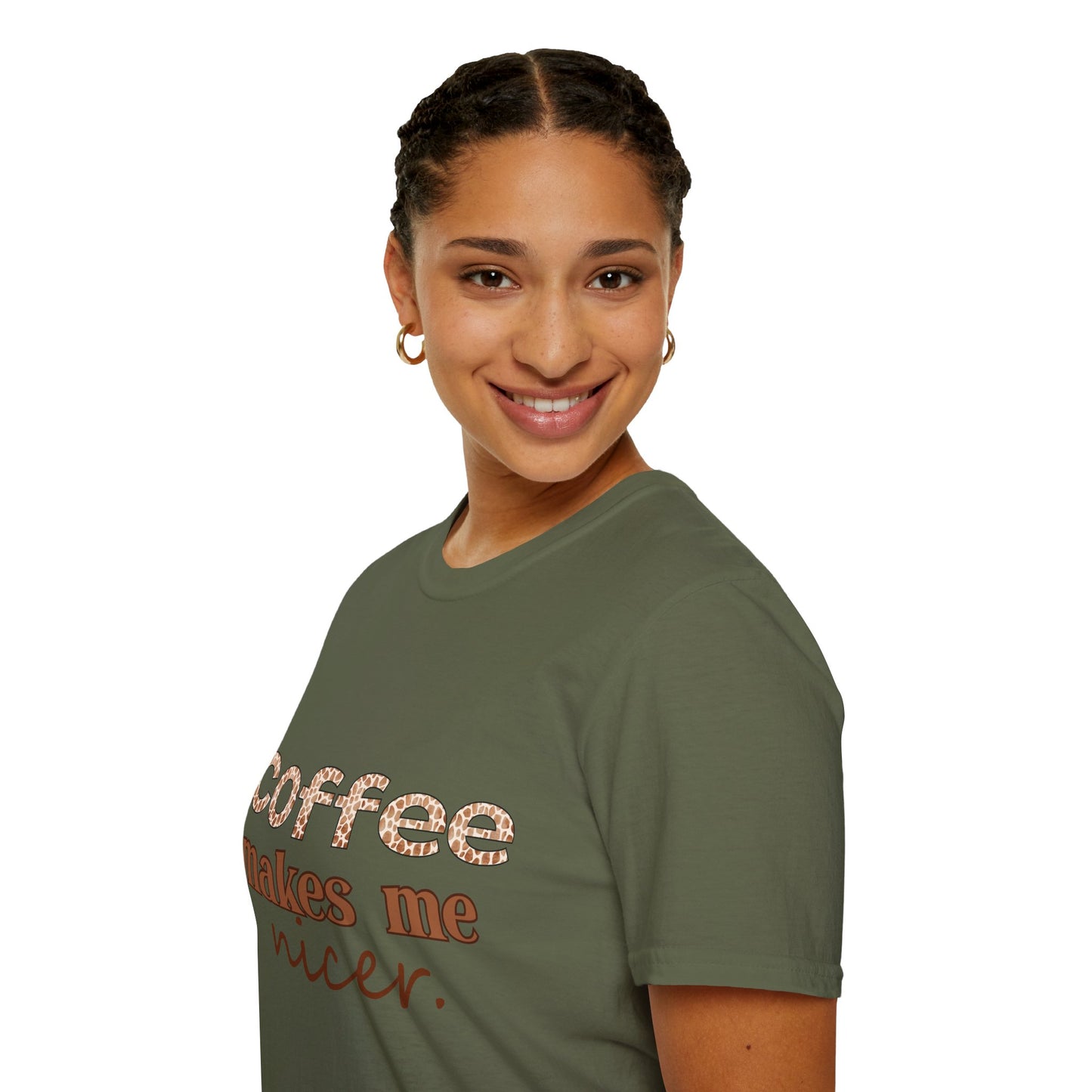 Coffee Makes Me Nicer T-Shirt – Funny Coffee Lover Tee