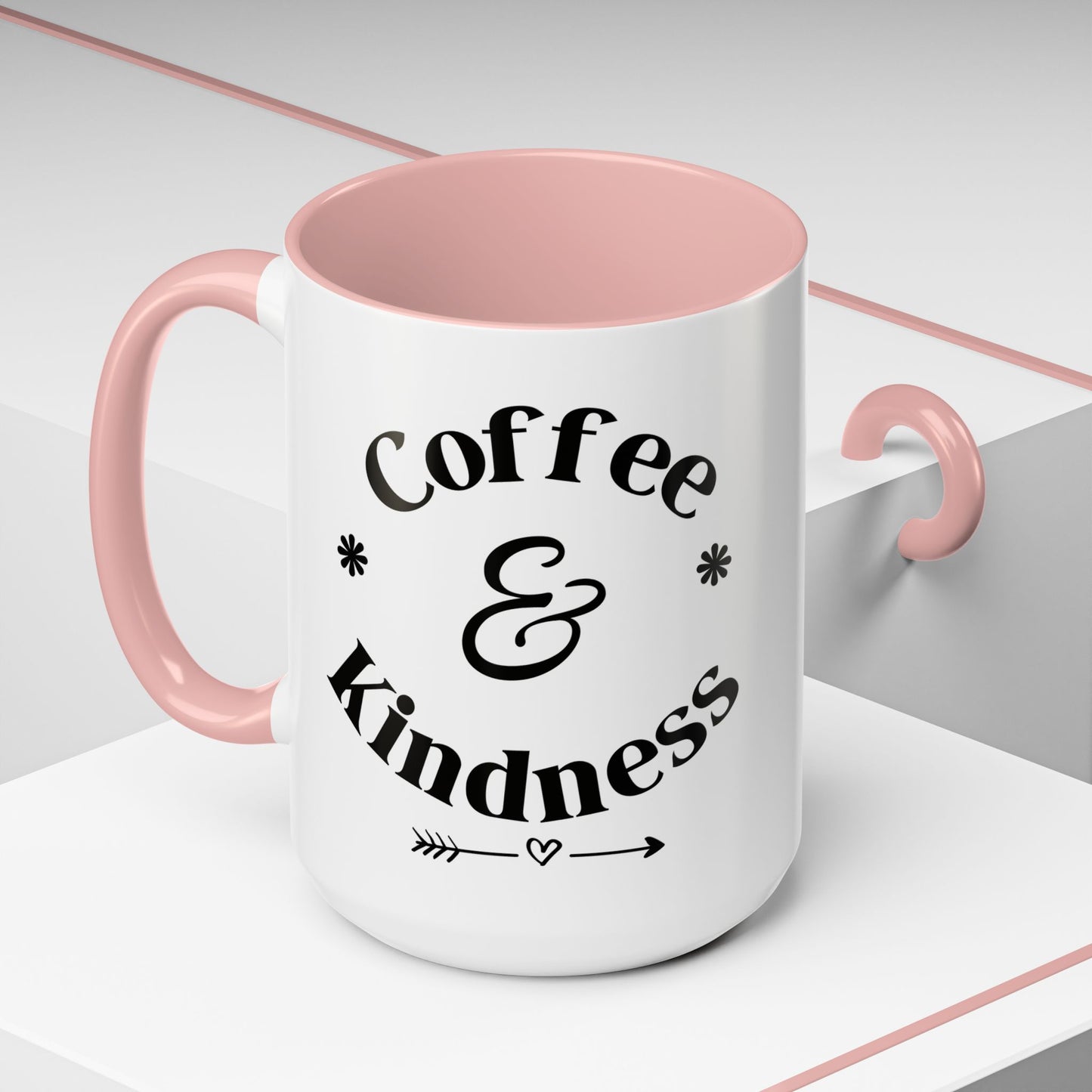 Pink Accent Coffee Mug — Funny Coffee Happiness Quote