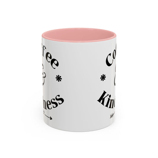 Pink Accent Coffee Mug — Funny Coffee Happiness Quote
