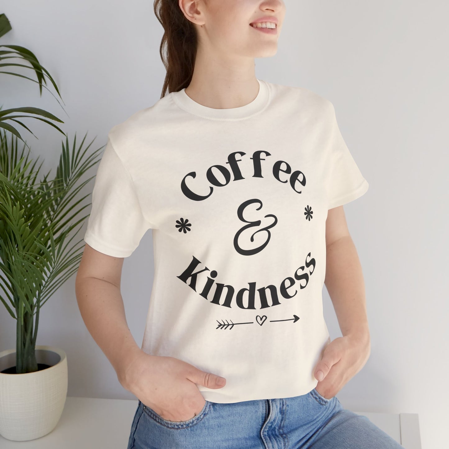 Coffee & Kindness T‑Shirt — Positive Quote Tee for Coffee Lovers