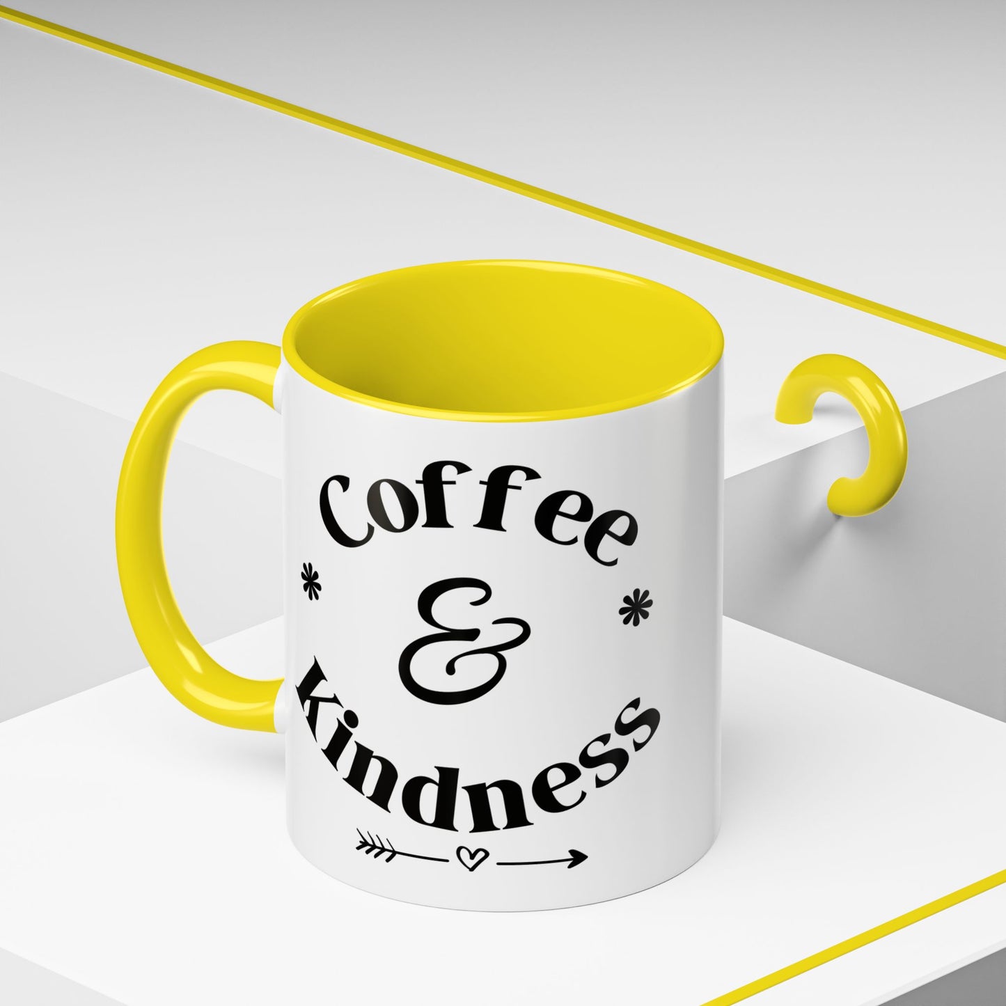 Pink Accent Coffee Mug — Funny Coffee Happiness Quote