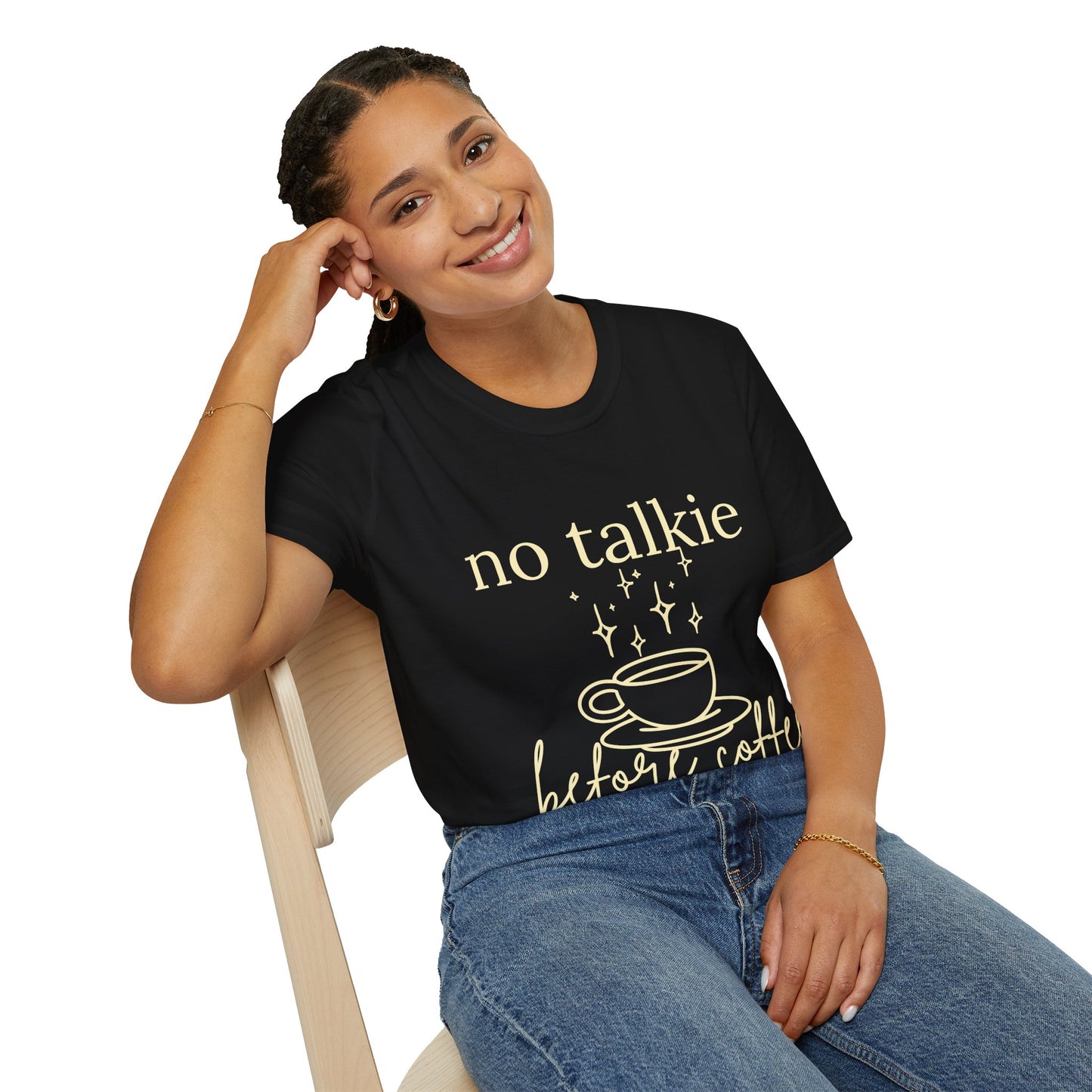 No Talkie Before Coffee T-Shirt — Funny Coffee Lover Tee