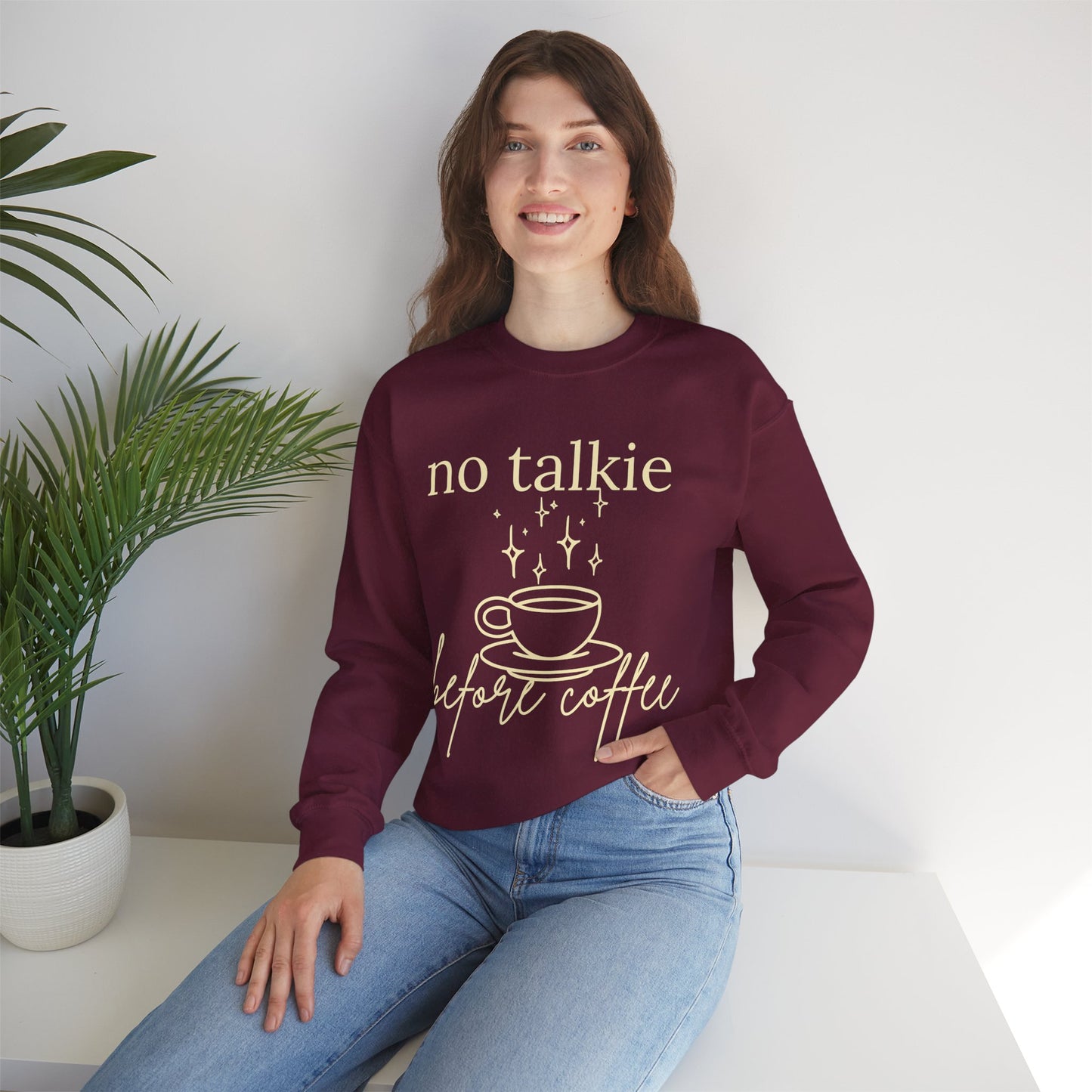 No Talkie Before Coffee Sweatshirt – Funny Coffee Lover Crewneck