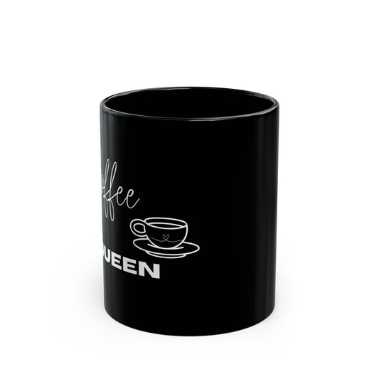 Coffee Queen Mug — Black Ceramic Coffee Cup (11oz or 15oz)