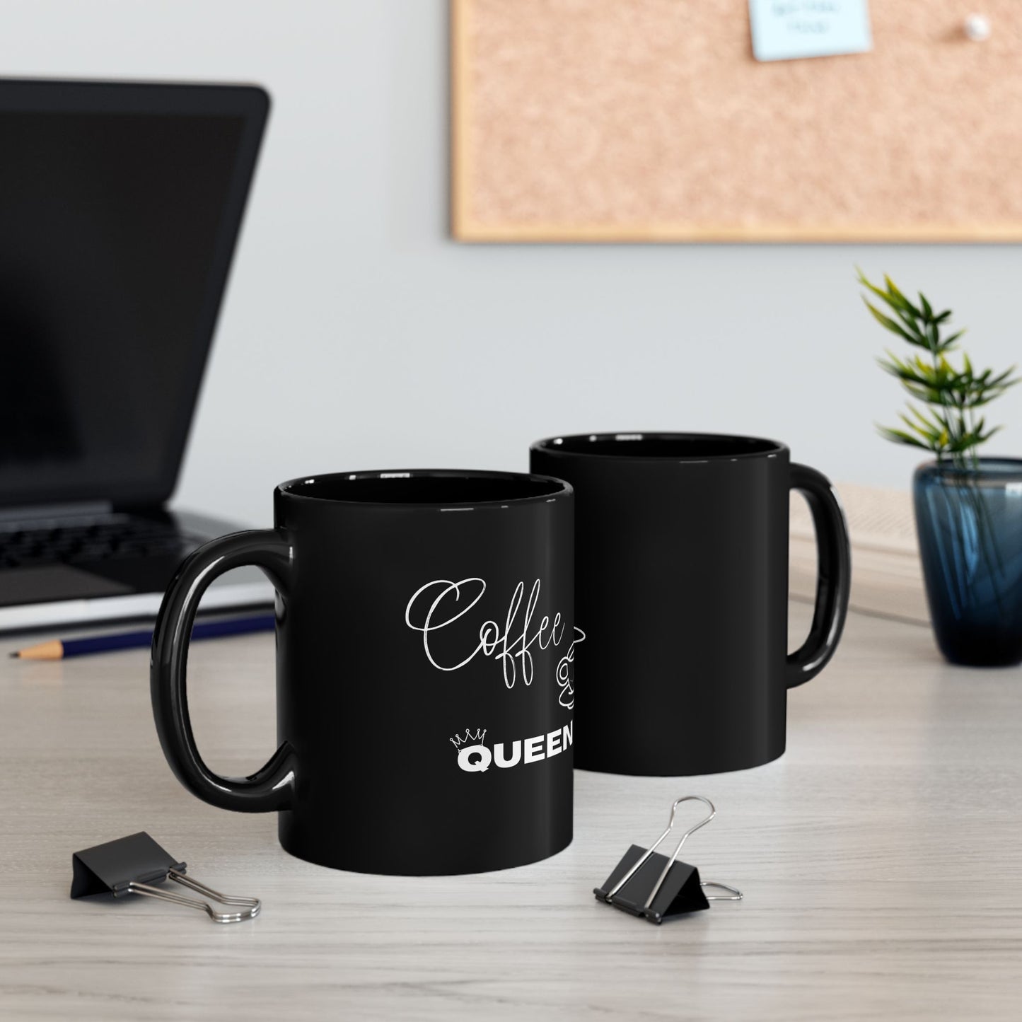 Coffee Queen Mug — Black Ceramic Coffee Cup (11oz or 15oz)